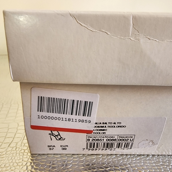 *HP* SCHUTZ multicolor spike heel Sandals leather sole ankle strap - Picture 13 of 13